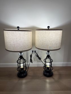 28" set of 2 farmhouse table lamps