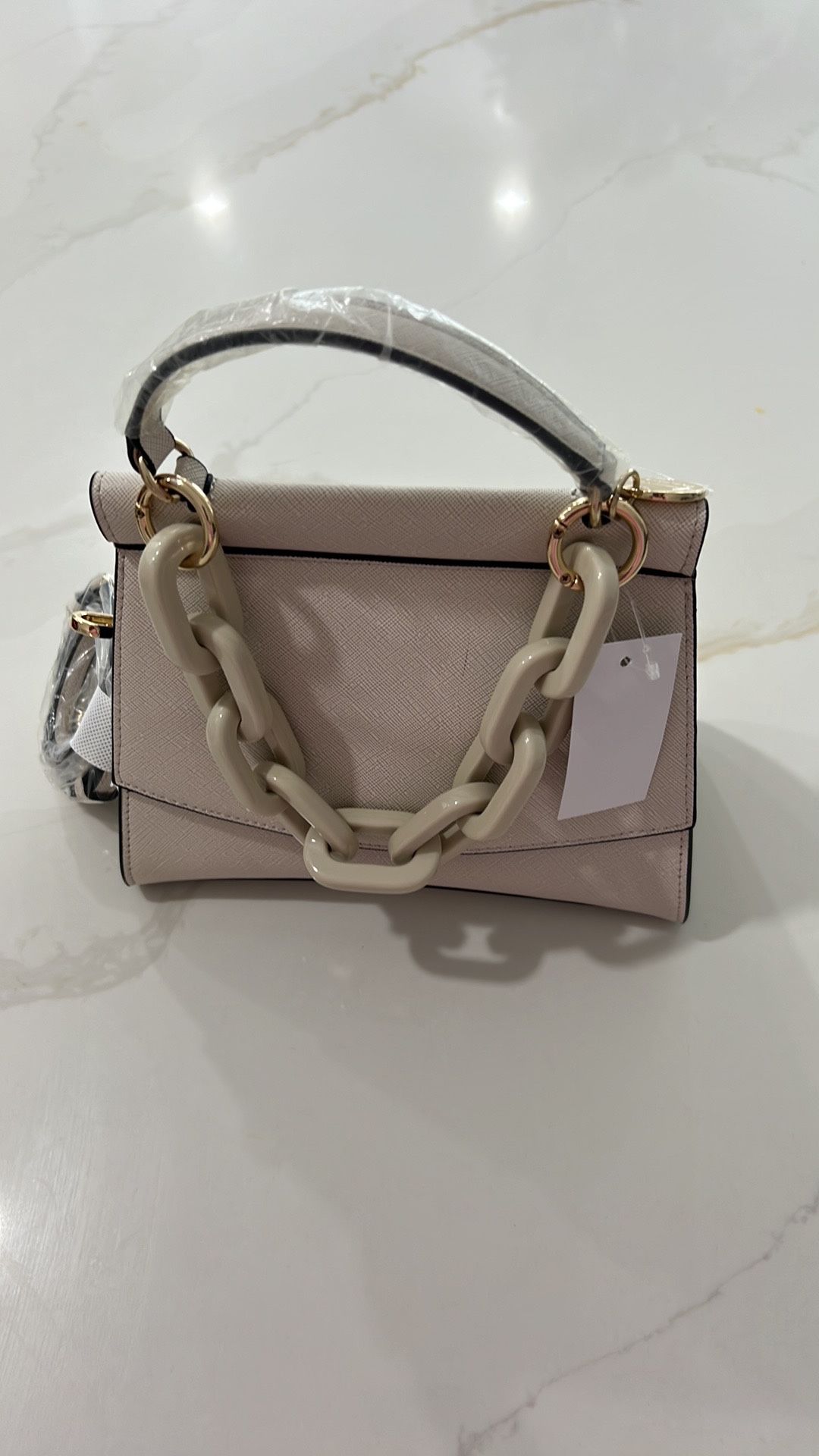Aldo Cream Shoulder Bag with Elegant Silver Accents