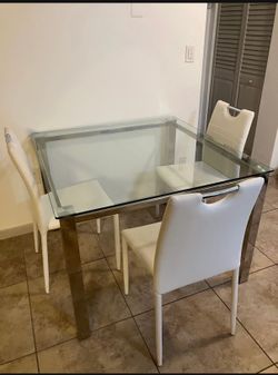 FREE!! Great Condition! Glass Dining Table, Chairs, + Coffee Table