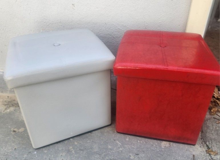 Red And Gray Ottoman