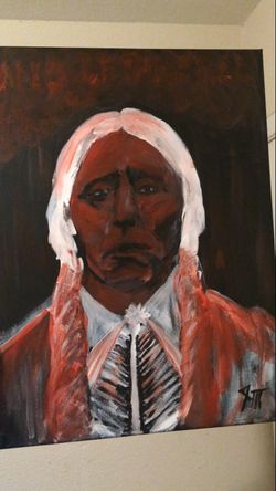 Hand painted acrylic Native American