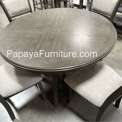 New! Casual 5pcs dining Set, Round Dining Set, Table And Chairs, Dinette Set, Round Table, Chairs, Table, Wooden Top Table, Dinette Set, Kitchen Table