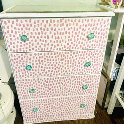 Hand painted White & Pink Dresser