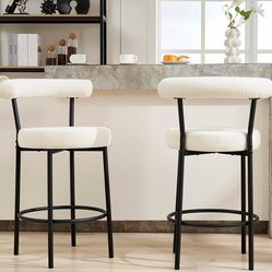 White Bar Stools Set of 2