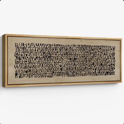 Brand New Geometric Line "Brown Black Wabi Sabi Abstract Artwork, Mid Century Modern Neutral Wall Pictures, Extra Large Framed Canvas Giclee Print Wal