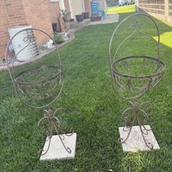Wrought Iron Basket Plant Stands
