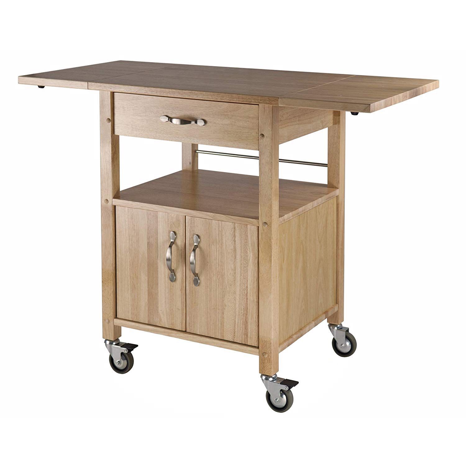 Wood Kitchen Island Cart + Bar stools