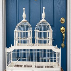 Antique Victorian Bird Aviary White 
