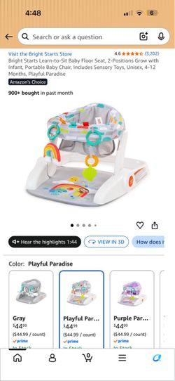 Brand New Bright Starts Learn To Sit Floor Seat
