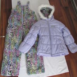 Girls Youth 10/12 Snow Jacket & Snow Bibs Set