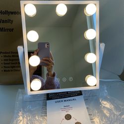 Hollywood Vanity Makeup Mirror with Lights-9 LED Bulbs, Touch Control, 3 Colors Light, 360° Rotate