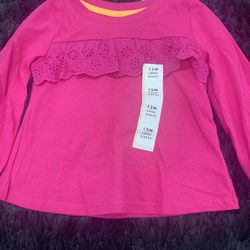 Toddler Girls Eyelet Long Sleeve T-Shirt - Cat & Jack Pink 12M