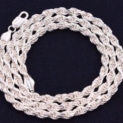 5mm To 5.5mm Solid Diamond Cut Rope Chain Necklace Real 925 Sterling Silver Italy!