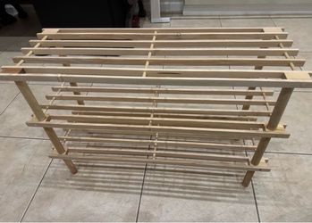 Wooden Shoe Rack 3 Tier Natural Wood Shelf