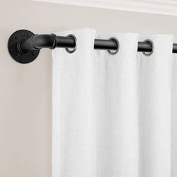 RHF 1 Inch Industrial Curtain Rod, Curtain Rods for Windows 120 to 170, Pipe Wrap Around Curtain Rod, Indoor/Outdoor Curtain Rod, Room Divider Curtain