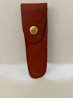 Brown Leather Knife Sheath with Snap Closure