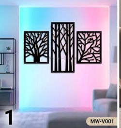Black Metal Tree Wall Art 3-Piece Set