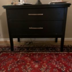 Very old oak small dresser, painted black