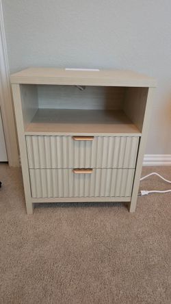 Fluted Night Stand with Charging Station- Brand New