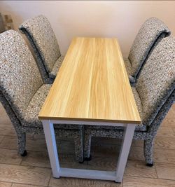 Kitchen/Dining Table and Four Milo Baughman Style Designer Chairs