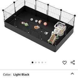 Tresbro 12 Panels Guinea Pig Playpen 8 Square Feet, Bunny Playpen with Hooks & Easy to install, Light Black