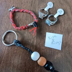 Keychain, Bracelet And 2 Rings