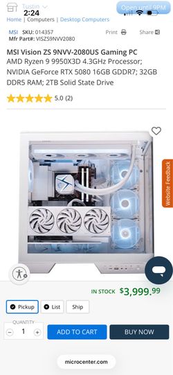 Rtx 5080 ryzen 9 9950x3d 32gb ram 2tb ssd