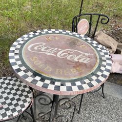 Coca Cola Table And Two Chairs, Antique, High Demand 