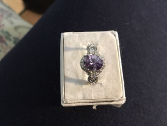 amethyst halo ring