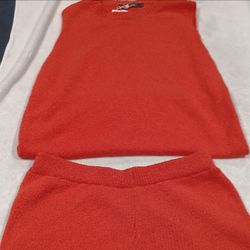 Red Knit Two-Piece Sweater Set Size L