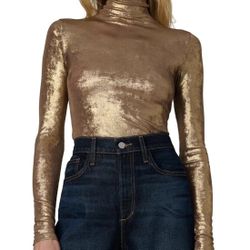 Joe's Jeans Womens The Tony Turtleneck Long Sleeve Top Size :large   Color : Bronze Brown  Fabric type 48% Cotton, 48% Polyester, 4% Spandex Care inst
