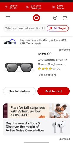 OhO Sunshine Smart 4K Camera Sunglasses