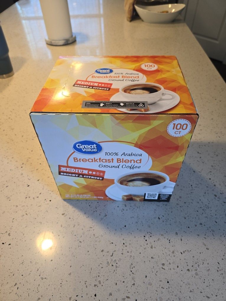 New Unopened Great Value Arabica 100ct