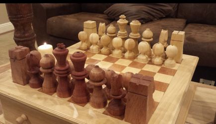 Handmade Wooden Chess Set with Board