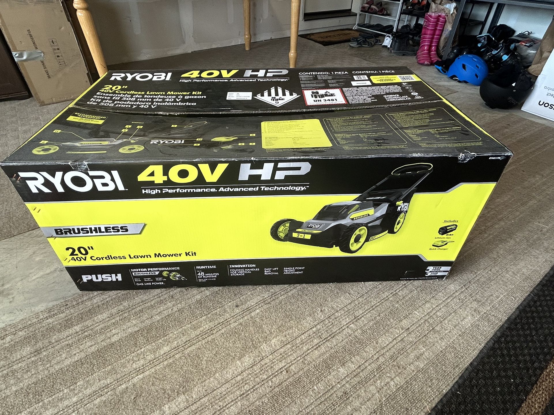 Cordless Lawn Mower Kit - Ryobi 3-in-1 40V, 20inch