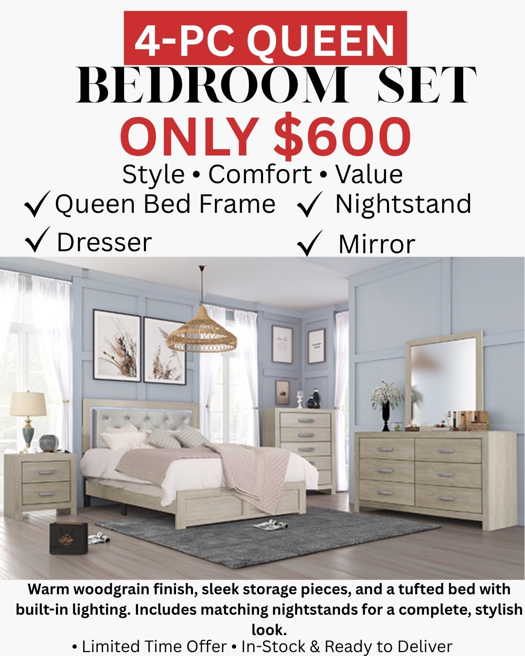 4 Pc Queen Bedroom Set