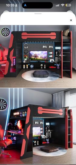 loft gaming bed with usb and plug hook ups (full)