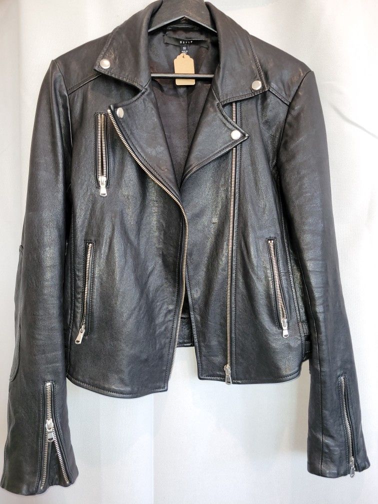 DSTLD Leather Moto Jacket, Size M