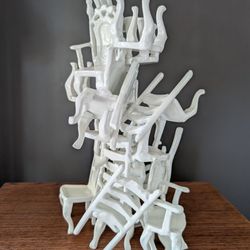 MCM Mid-Century Modernist Metal Stacking Chairs Sculpture