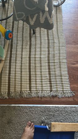 ~6ft x 8ft woven area rug neutral beige and brown