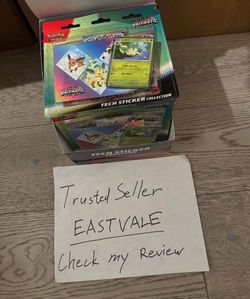 Pokemon Prismatic Evolutions leafeon Tech Sticker Collection Blister Pokémon display case of 12