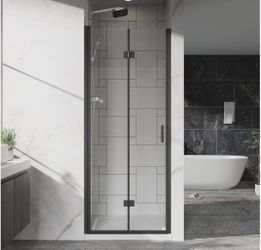 Frameless Bi-Fold Shower Door Matte Black
