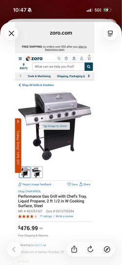 Broil Performance Series Black 4-Burner Liquid Propane Gas Grill with 1 Side Burner