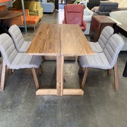 IKEA NACKANÄS Acacia Solid Wood Table and 4 Chairs Excellent