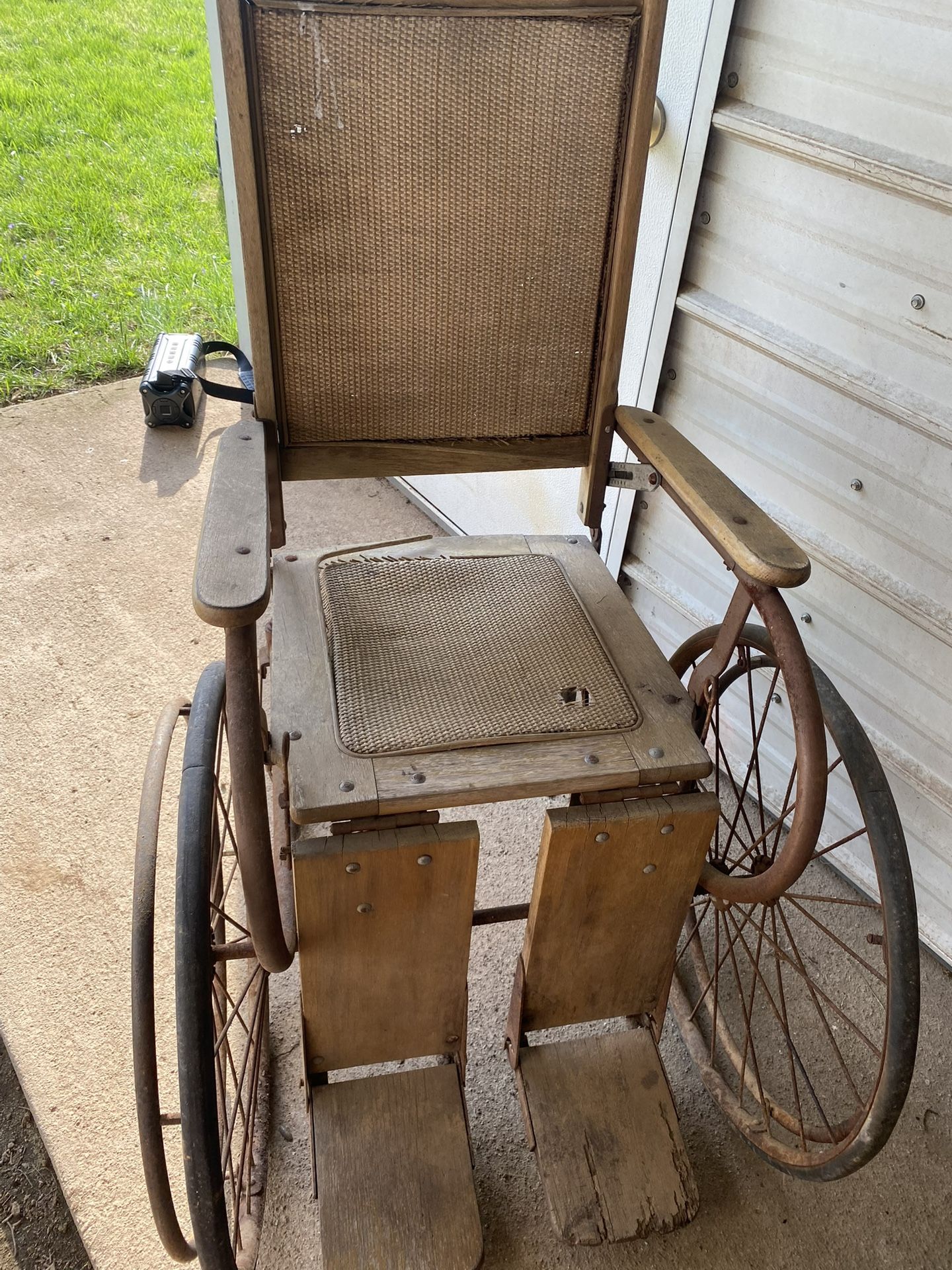 Antique Wood/wicker Wheelchair 1900s