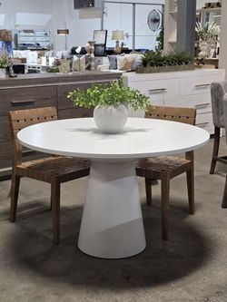 48" White Round Dining Table, New!