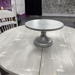 14” Brushed Silver Cake Pedestal 