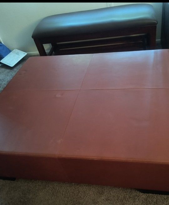 Wide Leather Ottoman