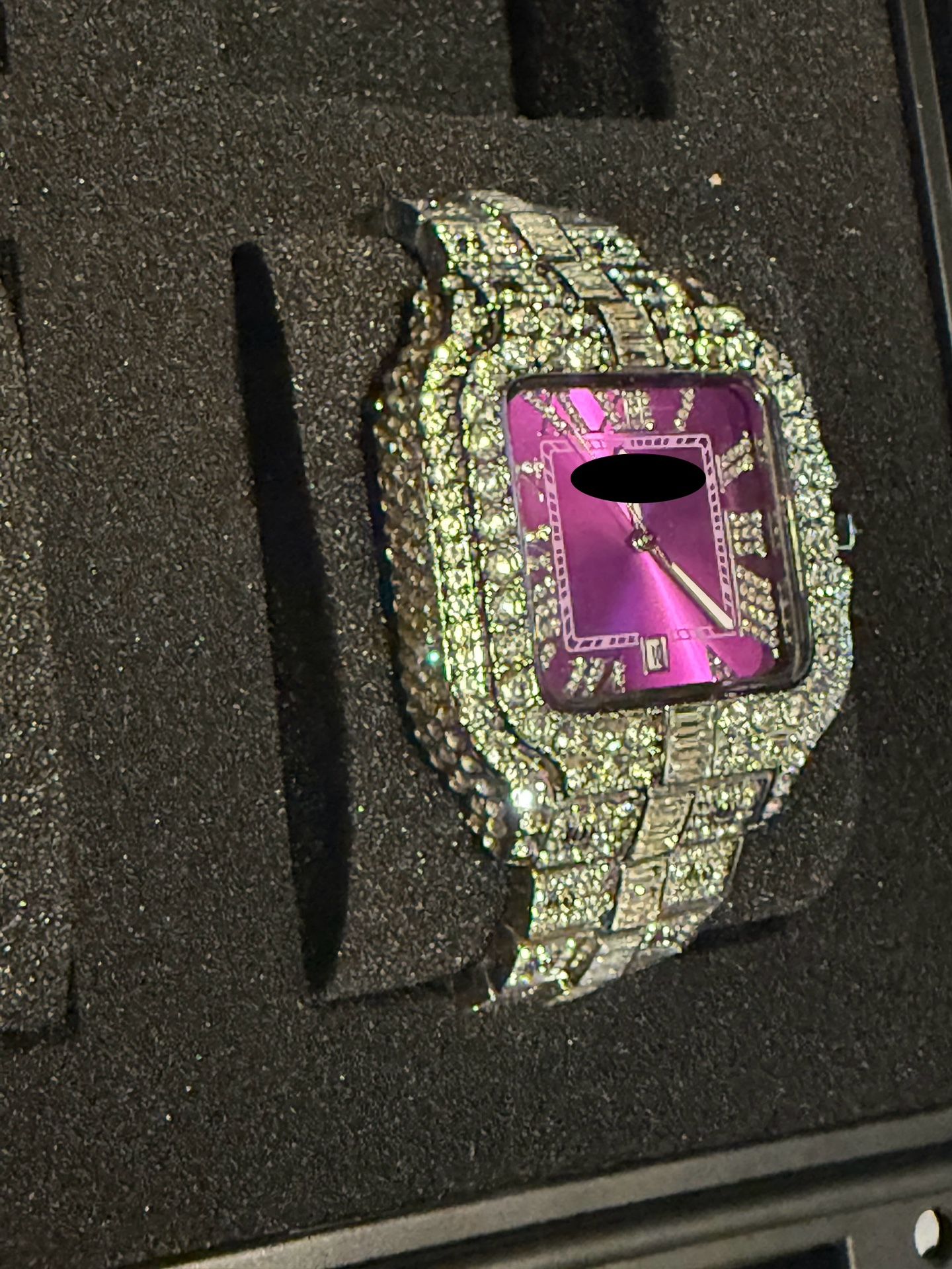 VS Mossianite Roman Purple Dial With Silver Casing And Papers and Box