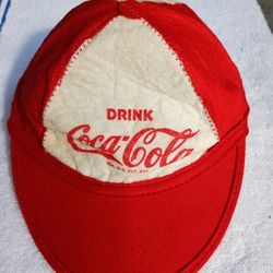 Vintage 1950's Drink coca cola promotional Advertising wool felt BeanieHat Cap